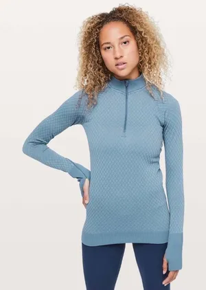 Lululemon Rest‎ Less Half Zip Pullover Slate Blue Size 6 thumbnail 1