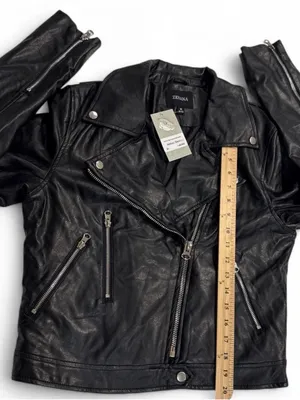 Zenana Virginia Black Vegan Leather Moto Jacket Size M NWT thumbnail 6
