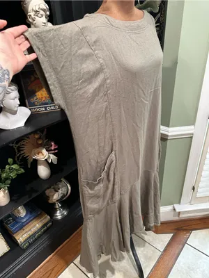 Free People Free‑Est Crisp + Cool Linen Midi Dress in Green Size Medium thumbnail 2