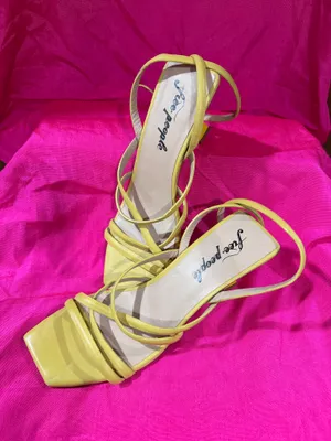 Free People Faye yellow strappy heels sandals 7.5 US 38 NWT thumbnail 1