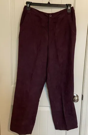 EUC Vintage Birch Hill‎ women’s dark purple faux suede casual pants size 10 thumbnail 1