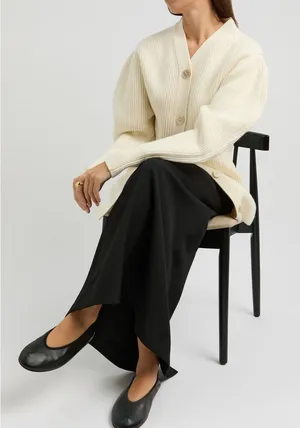 OFF-WHITE Leather Slip On Ballet Ballerina High Heel Flats thumbnail 1