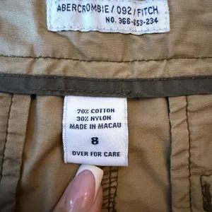Vintage 90s Y2K Abercrombie & Fitch Size 8 Khaki Cotton Low Rise Shorts Utility thumbnail 8