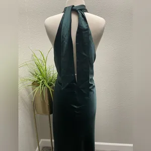 NWT Lovely LB025 twist halter lux charmeuse maxi Dress Evergreen Sz XL $231‎ thumbnail 7