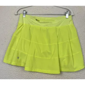 Lululemon Skirt Skort Womens 9 Neon Yellow Running‎ Athletic Tennis Pocket thumbnail 2