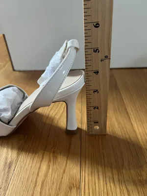 Ownmeen Sandals Womens Size 6.5 White Slingback Square Toe Stiletto Dress Shoes thumbnail 7
