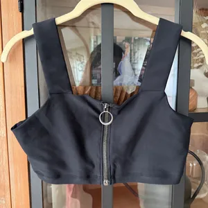 ALO sports bra airlift fast zip up o-ring square neck crop top workout thumbnail 3