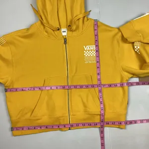 Vans Off The Wall Cropped Full Zip Hoodie Sweatshirt Mustard Yellow Size Medium NEW! thumbnail 11