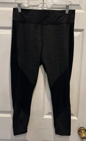 PBX Pro Black‎ And Rainbow Polka Dot Cropped Workout Leggings Women's Size Large thumbnail 1