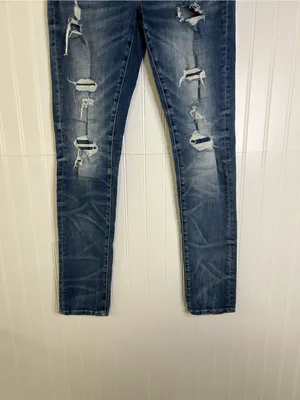 American Eagle Next Level Stretch Women’s Distressed Blue Skinny Jeans 30x32 thumbnail 2