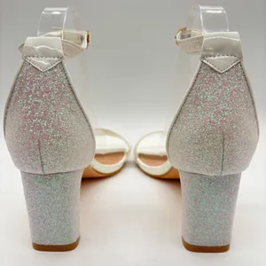Allegra K Heels Womens 9‎ Cream Glitter Ankle Strap Heels Party Dress Shoes thumbnail 5