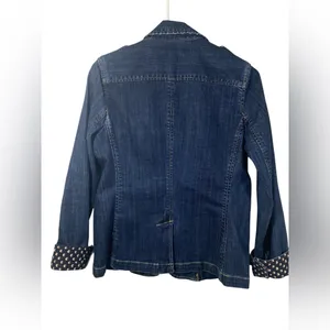 Vintage Inspired Lands’ End Women’s Size 4 Floral Accent Denim Utility Jacket thumbnail 4