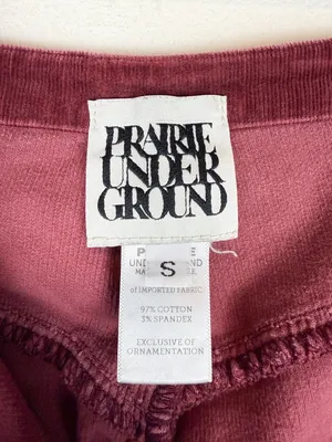 Prairie Underground Yr Arrow Pants Burgundy Wine Corduroy Wide Leg Size Small thumbnail 11