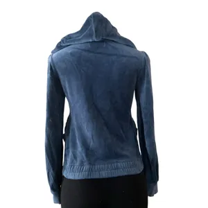 Vintage Y2K Juicy Couture Velour Hoodie Womens M Blue Puff Sleeve Full Zip USA thumbnail 3