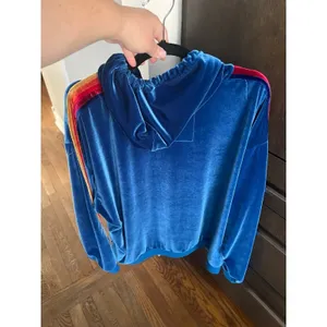 Aviator Nation Classic Velvet Relaxed Pullover Hoodie blue with rainbow xL thumbnail 3