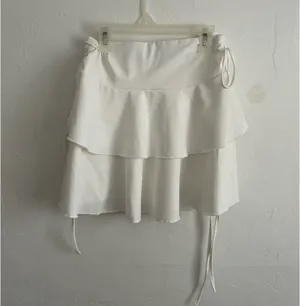 White Ruffle Trimmed Tiered Skirt Size XS thumbnail 7