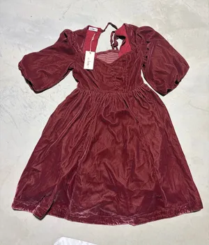 In loom NWT Velvet Desert rose Puff Sleeve mini Dress small MSRP$69 thumbnail 1