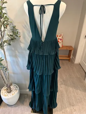 Lulus Emerald Green Tiered Pleated Gown New! thumbnail 12