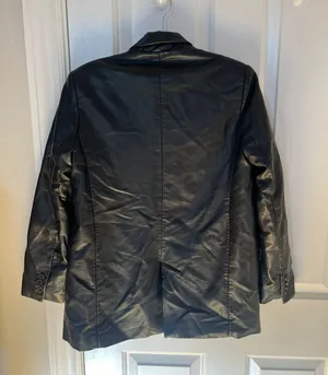 Stradivarius Black Leather Blazer thumbnail 2