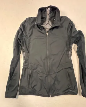 Merrell Womens‎ Black Full Zip Athletic Jacket Mesh Back Thumbholes Mock Neck thumbnail 1