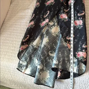 Love shack fancy cosmo rare black floral ruffle silk high low midi dress M L​​ thumbnail 12