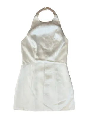 Reformation Women’s Anakin Satin Halter Neck Open Back White Mini Dress Size 4 thumbnail 15
