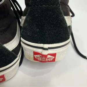 Vans Sk8 mid high‎ top sneakers rose thorns embroidered black red women’s size 8 thumbnail 5