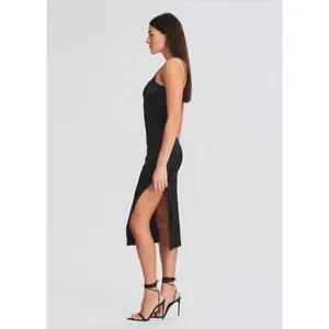 New! Ser.o.ya Birdie Midi Bodycon Dress Black Stretch Satin Sz Small‎ $295 thumbnail 7