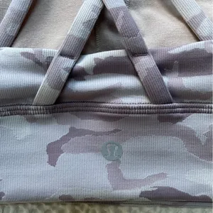 LULULEMON Energy Bra Long Line Ribbed Incognito Camo Iris Violet Verbena Size 4 thumbnail 10