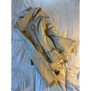 Billabong Womens Double Breasted Pea Coat Cream Oatmeal Cotton Blend Jacket M thumbnail 2
