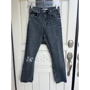 Zara‎ Straight Leg Jeans Distressed Black Wash Denim Casual Size 2 thumbnail 6