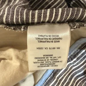 Anthropologie Ett Twa Pants Womens‎ 0 Brown White Wide Leg Striped Sailor Linen thumbnail 8
