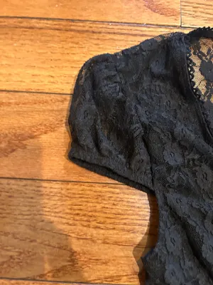 NWT Black Lace see through Cap Sleeve Babydoll high low Top size M thumbnail 19