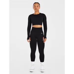 ABYL Seamless Long Sleeve Crop Top Size XS Lilac Thumbholes Gym Workout Active thumbnail 8