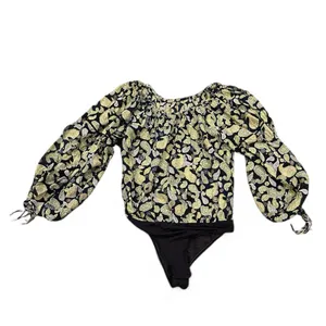 Intimately Free People Sundown Boho Blue Green Paisley Print Bodysuit Blouse S thumbnail 4