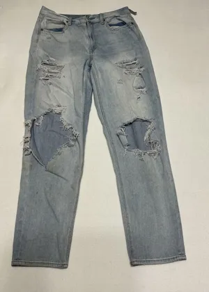 American Eagle Women Size 10 Regular Light Wash Distressed Ripped Jeans 0586 thumbnail 1