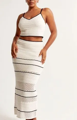 Abercrombie and Fitch White and Black Crochet Set thumbnail 1