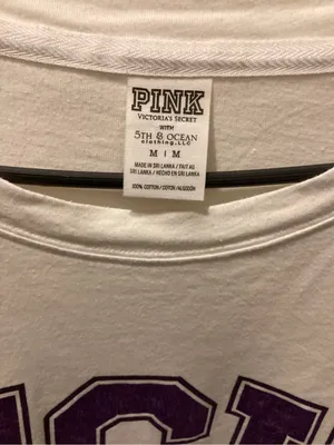 PINK Victoria's Secret White Tee with Purple Lettering thumbnail 2