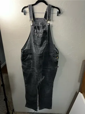 Dovetail Freshley Gray Workwear Canvas Overalls Plus Size Petite Reinforced Knee thumbnail 2