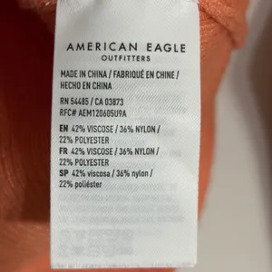 American Eagle Womens Ribbed‎ Long Sleeve Cutout Crop Top Coral Orange Large thumbnail 4
