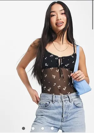 Black Floral Body Suit thumbnail 2
