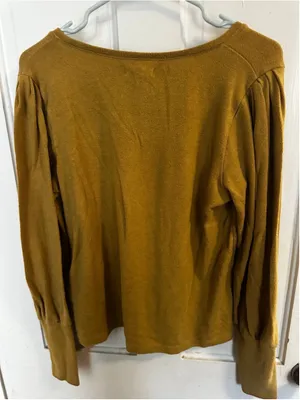 Madewell Puff-Sleeve Scoopneck Top in Mustard Yellow Prairie Preppy Coquette thumbnail 4