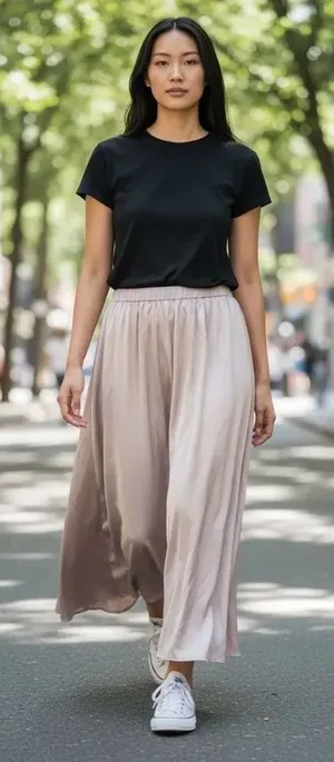 American Eagle Blush Pink Satin Maxi Skirt XS Elastic Waist thumbnail 1