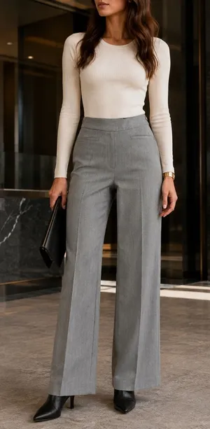 Cache Vintage made in USA High Rise Straight Leg Dress Pants Womens 2 Gray thumbnail 1