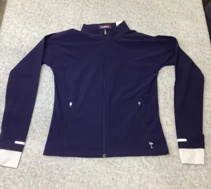 Golftini Womens Navy Blue Full Zip Golf Jacket White Cuffs XS RN135341 thumbnail 1