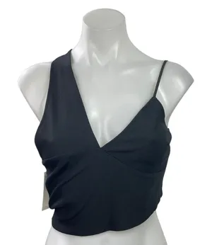 NEW Abercrombie & Fitch Women Black Sleeveless V Neck Cami Tank Crop Top Size S thumbnail 1