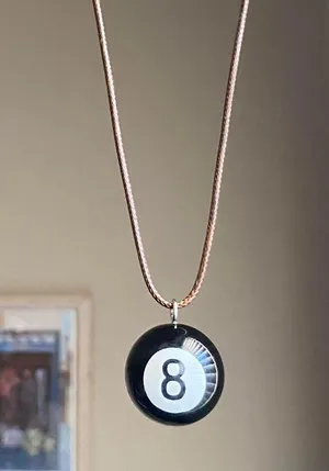 Handmade big 8 ball grunge funky unisex simple brown necklace🎲8️⃣🖤 thumbnail 4
