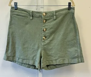 Madewell High Rise Utility Shorts Sage Green Flecked Button Fly L8678 Size 31 thumbnail 1