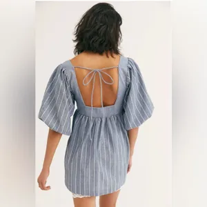 Free People Blue and White Textured Dress thumbnail 2