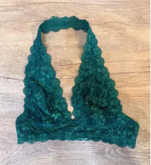 Free People Intimately Adella Bralette Teal Green Lace Halter Boho Bra XS thumbnail 1